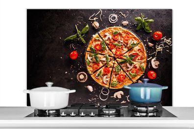 Spritzschutz Küchenrückwand - 100x65 cm Pizza - Gemüse - Kräuter - Küche