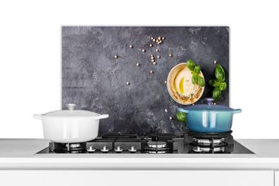 Spritzschutz Küchenrückwand - 70x50 cm Dessert - Basilikum - Kräuter - Industriell