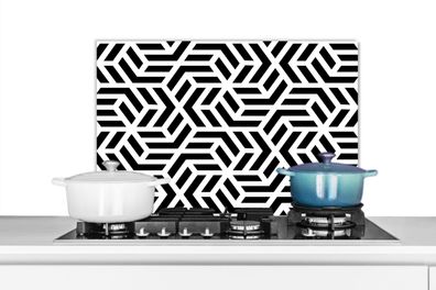Spritzschutz Küchenrückwand - 60x40 cm Design - Geometrie - Muster - Schwarz - Weiß