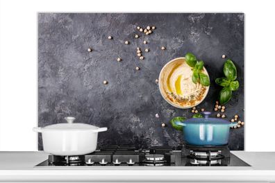 Spritzschutz Küchenrückwand - 100x65 cm Dessert - Basilikum - Kräuter - Industriell