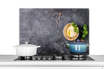 Spritzschutz Küchenrückwand - 90x60 cm Dessert - Basilikum - Kräuter - Industriell