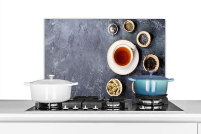 Spritzschutz Küchenrückwand - 70x50 cm Tee - Kräuter - Gewürze - Küche (Gr. 70x50 cm)