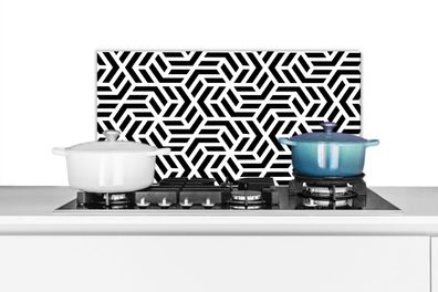 Spritzschutz Küchenrückwand - 70x35 cm Design - Geometrie - Muster - Schwarz - Weiß