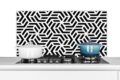 Spritzschutz Küchenrückwand - 100x50 cm Design - Geometrie - Muster - Schwarz - Weiß