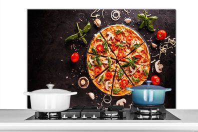 Spritzschutz Küchenrückwand - 100x65 cm Pizza - Gemüse - Kräuter - Küche