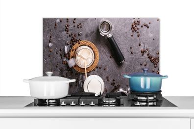 Spritzschutz Küchenrückwand - 60x40 cm Milch - Kaffeebohnen - - Kaffeefilter