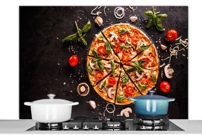 Spritzschutz Küchenrückwand - 120x80 cm Pizza - Gemüse - Kräuter - Küche