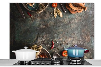 Spritzschutz Küchenrückwand - 120x80 cm Marmor - Gemüse - Herbst - Kürbis