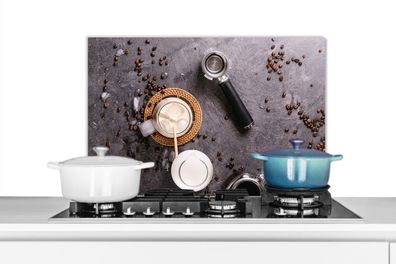 Spritzschutz Küchenrückwand - 60x40 cm Milch - Kaffeebohnen - - Kaffeefilter