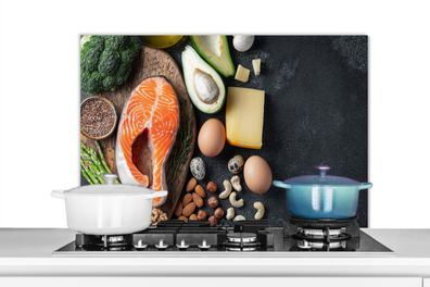 Spritzschutz Küchenrückwand - 80x55 cm Fleisch - Eier - Obst - Käse - Kräuter