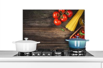 Spritzschutz Küchenrückwand - 60x40 cm Nudeln - Tomate - Küche (Gr. 60x40 cm)