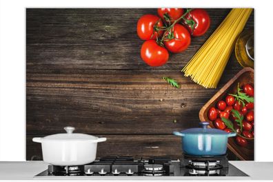 Spritzschutz Küchenrückwand - 120x80 cm Nudeln - Tomate - Küche (Gr. 120x80 cm)