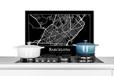 Spritzschutz Küchenrückwand - 70x50 cm Stadtplan - Barcelona - Karte (Gr. 70x50 cm)