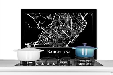 Spritzschutz Küchenrückwand - 90x60 cm Stadtplan - Barcelona - Karte (Gr. 90x60 cm)