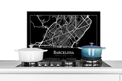 Spritzschutz Küchenrückwand - 70x50 cm Stadtplan - Barcelona - Karte (Gr. 70x50 cm)