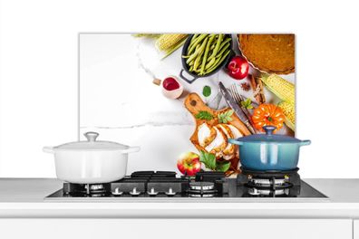 Spritzschutz Küchenrückwand - 70x50 cm Gemüse - Fleisch - - Kräuter (Gr. 70x50 cm)