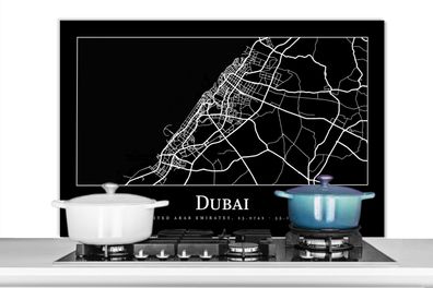 Spritzschutz Küchenrückwand - 100x65 cm Dubai Stadtplan - Karte (Gr. 100x65 cm)