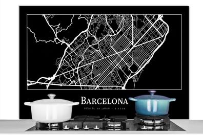 Spritzschutz Küchenrückwand - 120x80 cm Stadtplan - Barcelona - Karte (Gr. 120x80 cm)