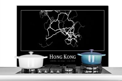 Spritzschutz Küchenrückwand - 100x65 cm Hongkong - Karte - Stadtplan - Routenbeschrei