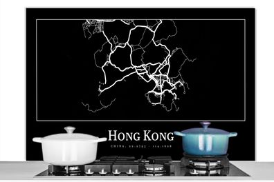 Spritzschutz Küchenrückwand - 120x80 cm Hongkong - Karte - Stadtplan - Routenbeschrei