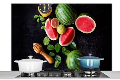 Spritzschutz Küchenrückwand - 120x80 cm Wassermelone - Smoothie - Obst - Zitronenpres