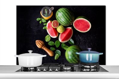 Spritzschutz Küchenrückwand - 100x65 cm Wassermelone - Smoothie - Obst - Zitronenpres