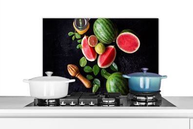 Spritzschutz Küchenrückwand - 70x50 cm Wassermelone - Smoothie - Obst - Zitronenpress