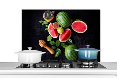 Spritzschutz Küchenrückwand - 90x60 cm Wassermelone - Smoothie - Obst - Zitronenpress
