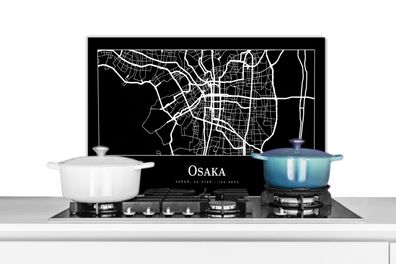 Spritzschutz Küchenrückwand - 60x40 cm Karte - Osaka - Stadtplan (Gr. 60x40 cm)