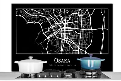 Spritzschutz Küchenrückwand - 120x80 cm Karte - Osaka - Stadtplan (Gr. 120x80 cm)