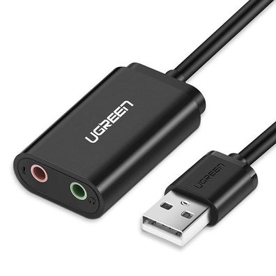 Ugreen externe Soundkarte Musikadapter USB - 3,5 mm Miniklinke 15 cm USB Audio ...