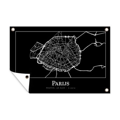 Outdoor-Poster Gartenposter 60x40 cm Paris - Karte - Stadtplan (Gr. 60x40 cm)