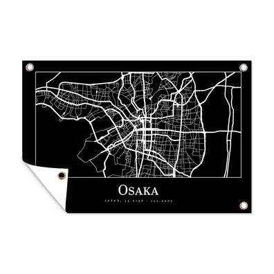 Outdoor-Poster Gartenposter 90x60 cm Karte - Osaka - Stadtplan (Gr. 90x60 cm)