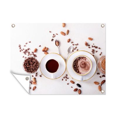 Outdoor-Poster Gartenposter 80x60 cm Kaffee - Kaffeebohnen - Schokolade