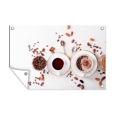 Outdoor-Poster Gartenposter 120x80 cm Kaffee - Kaffeebohnen - Schokolade