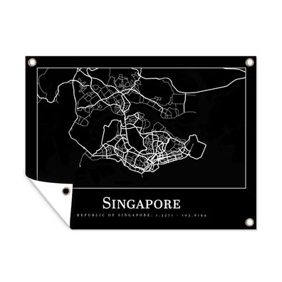 Outdoor-Poster Gartenposter 40x30 cm Singapur - Karte - Stadtplan (Gr. 40x30 cm)