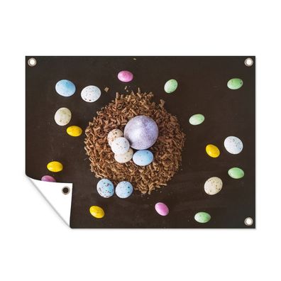 Outdoor-Poster Gartenposter 80x60 cm Ostereier - Regenbogen - Ostern (Gr. 80x60 cm)
