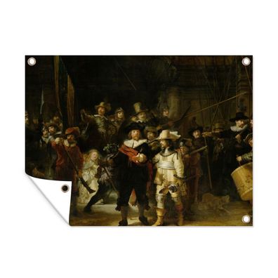 Outdoor-Poster Gartenposter 80x60 cm Die Nachtwache - Kunst - Alte Meister - Rembran