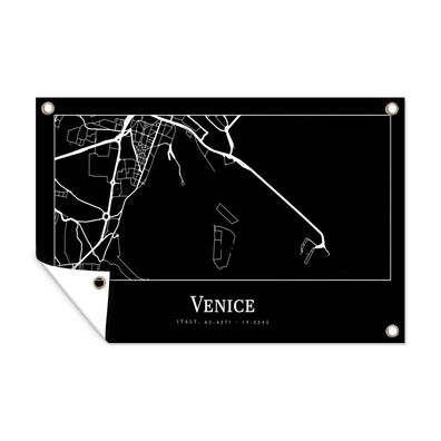 Outdoor-Poster Gartenposter 60x40 cm Stadtplan - Venedig - Karte - Venedig