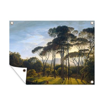 Outdoor-Poster Gartenposter 80x60 cm Italienische Landschaft mit Zirbelkiefer - Kuns