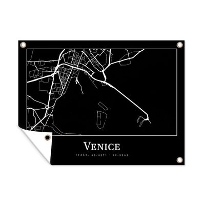 Outdoor-Poster Gartenposter 80x60 cm Stadtplan - Venedig - Karte - Venedig