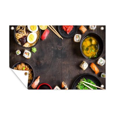 Outdoor-Poster Gartenposter 60x40 cm Sushi - Essstäbchen - Kräuter - Gewürze