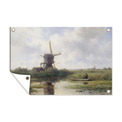 Outdoor-Poster Gartenposter 120x80 cm Mühle - Willem Roelofs - Alte Meister - Kunst