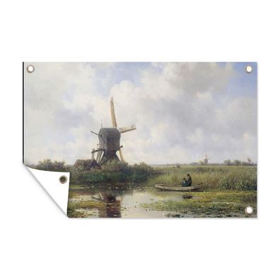 Outdoor-Poster Gartenposter 90x60 cm Mühle - Willem Roelofs - Alte Meister - Kunst