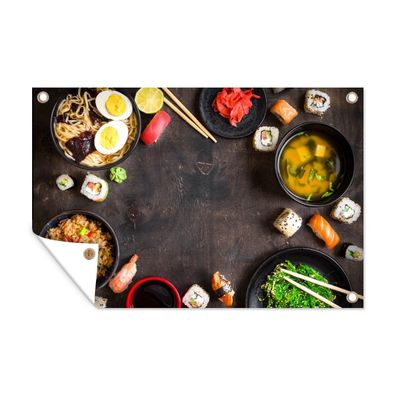 Outdoor-Poster Gartenposter 60x40 cm Sushi - Essstäbchen - Kräuter - Gewürze