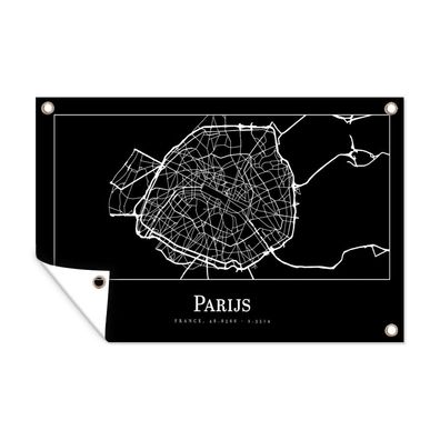 Outdoor-Poster Gartenposter 90x60 cm Paris - Karte - Stadtplan (Gr. 90x60 cm)