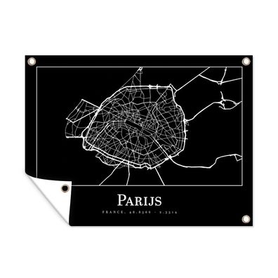 Outdoor-Poster Gartenposter 80x60 cm Paris - Karte - Stadtplan (Gr. 80x60 cm)