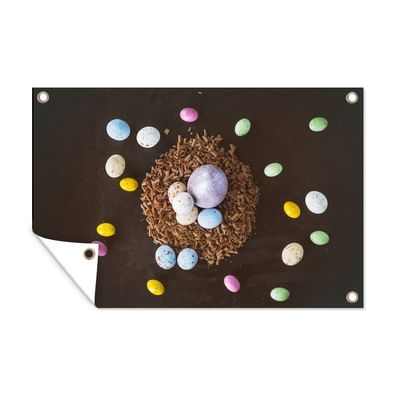 Outdoor-Poster Gartenposter 60x40 cm Ostereier - Regenbogen - Ostern (Gr. 60x40 cm)