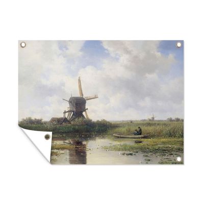 Outdoor-Poster Gartenposter 80x60 cm Mühle - Willem Roelofs - Alte Meister - Kunst