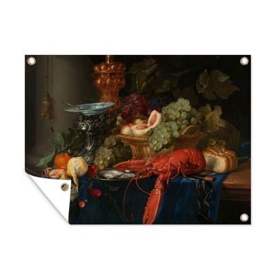 Outdoor-Poster Gartenposter 120x90 cm Stilleben mit einem goldenen Kelch - Gemälde -